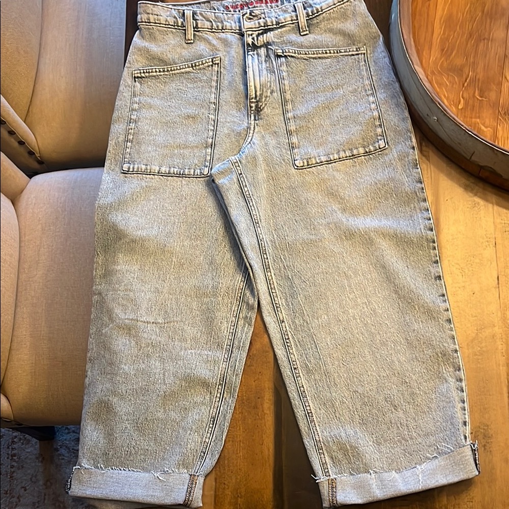 Lucky brand, high-rise, wide leg crop jeans